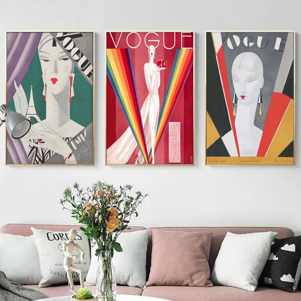 Vogues Figure Magazine Covers Posters And Prints Fashion Art Canvas Painting Vintage Home Decor Picture For Living Room Cuadros - Image 2