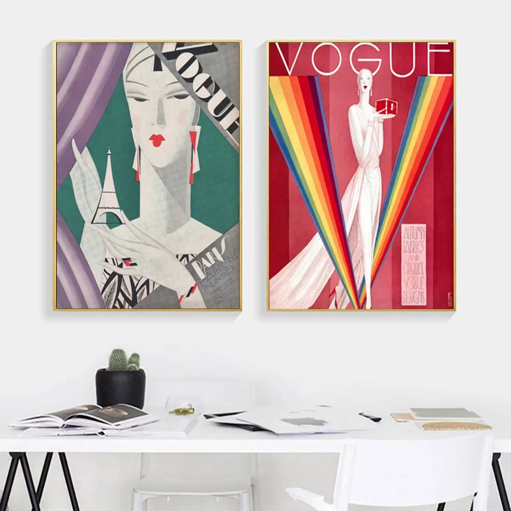 Vogues Figure Magazine Covers Posters And Prints Fashion Art Canvas Painting Vintage Home Decor Picture For Living Room Cuadros - Image 4