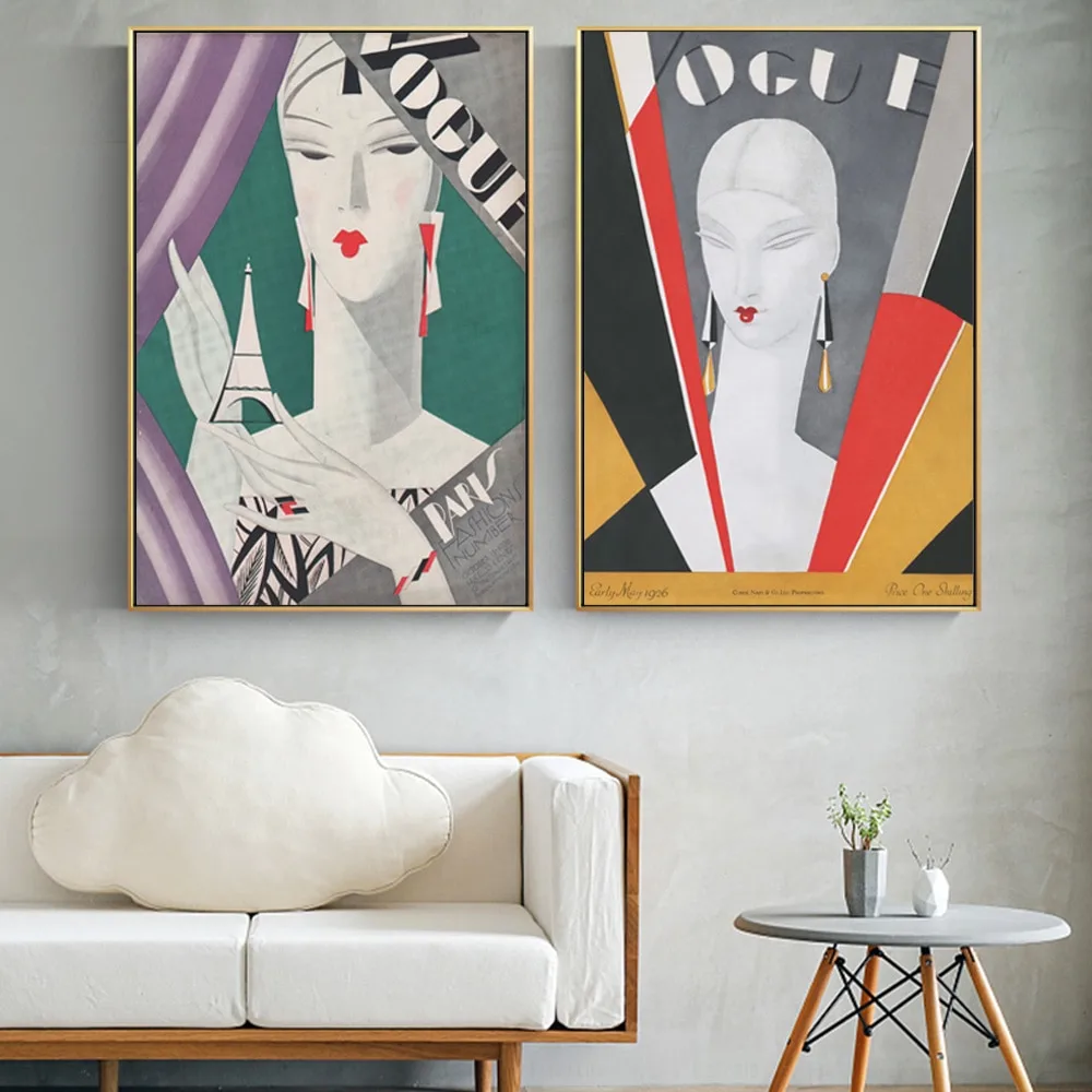 Vogues Figure Magazine Covers Posters And Prints Fashion Art Canvas Painting Vintage Home Decor Picture For Living Room Cuadros