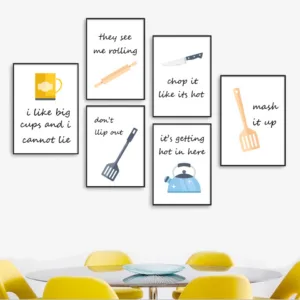 Wall Art Canvas Paintings Cartoon Kitchen Ware Quotes Nordic Style Poster Pictures Printed Modular Home Decor For Restaurant
