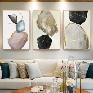Wall Art Geometric Line Poster Minimalist Abstract Canvas Painting Nordic Home Decor Marble Picture Living Room Aisle Decoration
