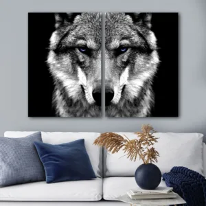 Wall Art Picture Wild Animal Wolf Head Poster Nordic Style Black White Canvas Painting Print Home Room Decoration