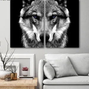Wall Art Picture Wolf Head Animal Poster Nordic Style Black White Canvas Print Painting Scandinavian Modern Home Room Decoration