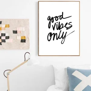 Wall Art Poster Good Vibes Only Canvas Nordic Paintings Black White Quotes Nursery Print Pictures For Kids Room Home Decor