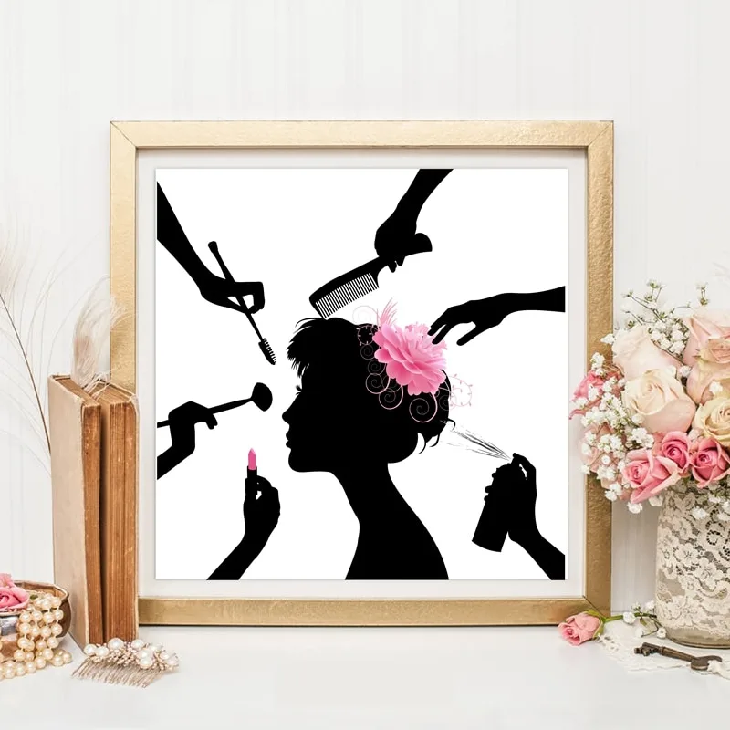 Wall Art Printed Modern Picture Beauty Salon Dressing Room Decor Make Up Canvas Painting Beauty Hairdressing Shop Nordic Poster