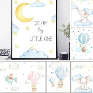 Wall pictures for girls baby boy decoration bedroom poster animal Elephant nursery print art decor paintings canvas livingroom