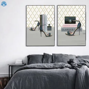 Watercolor Fashion High Heels Art Canvas Painting Vogue Books Poster and Print Modern Wall Picture for Living Room Home Decor