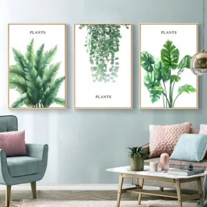 Watercolor Green Plant Leaf Landscape Canvas Painting Art Abstract Print Poster Picture Wall Living Room Home Decoration
