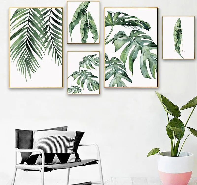 Watercolor Plant Leaf Canvas Poster Nordic Wall Art Print Painting Scandinavian Decoration Picture Scandinavian Home Decoration