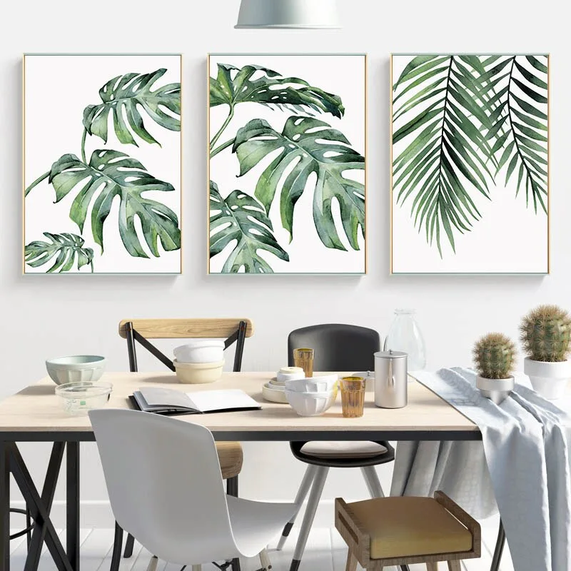 Watercolor Plant Leaf Canvas Poster Nordic Wall Art Print Painting Scandinavian Decoration Picture Scandinavian Home Decoration - Image 2