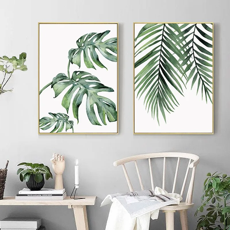 Watercolor Plant Leaf Canvas Poster Nordic Wall Art Print Painting Scandinavian Decoration Picture Scandinavian Home Decoration - Image 3