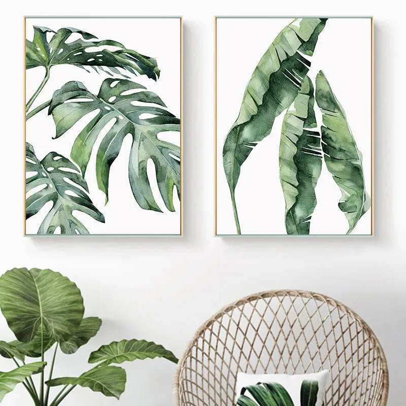 Watercolor Plant Leaf Canvas Poster Nordic Wall Art Print Painting Scandinavian Decoration Picture Scandinavian Home Decoration - Image 4