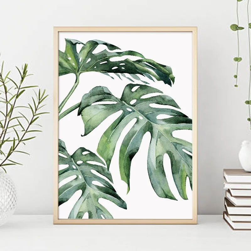 Watercolor Plant Leaf Canvas Poster Nordic Wall Art Print Painting Scandinavian Decoration Picture Scandinavian Home Decoration - Image 5