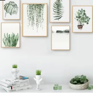 Watercolor Plant Leaves Poster Print Landscape Wall Art Canvas Painting Picture for Living Room Home Decor Cactus Decoration