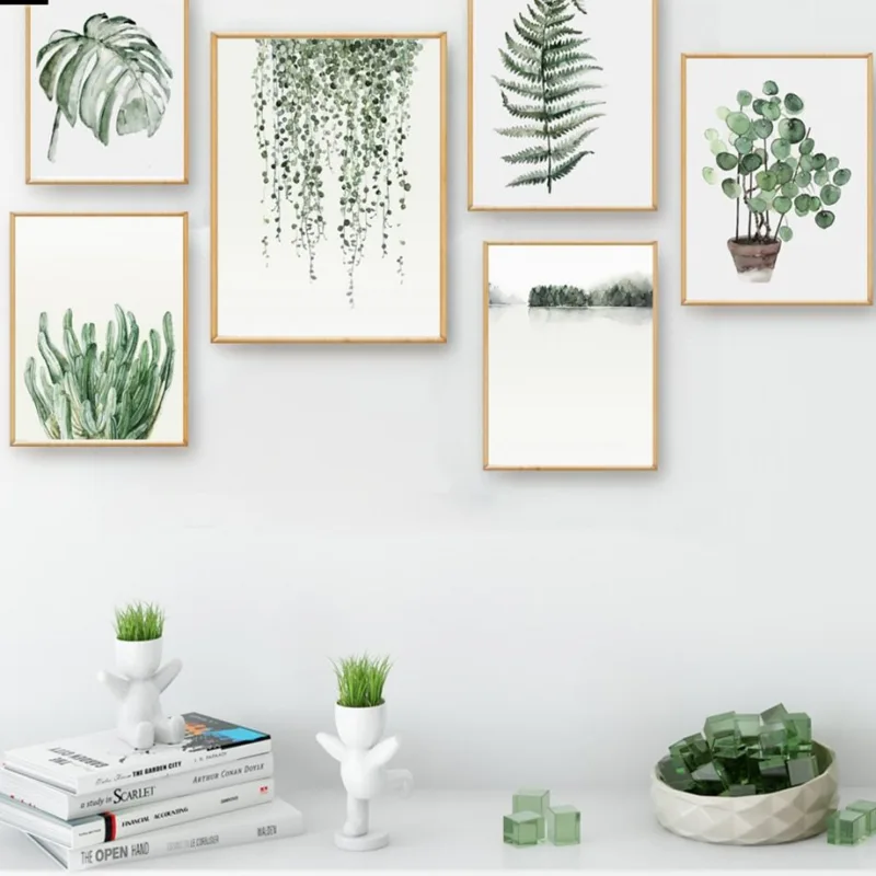 Watercolor Plant Leaves Poster Print Landscape Wall Art Canvas Painting Picture for Living Room Home Decor Cactus Decoration