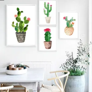Watercolor Plants Cactus Flower Poster Prints Minimalist Decoration Art Canvas Painting Wall Picture for Living Room Home Decor