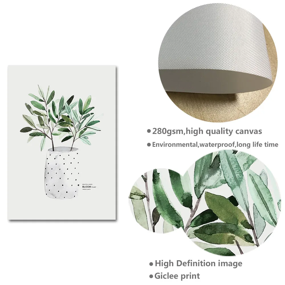 Watercolor Plants Leaf Canvas Poster Nordic Style Print Scandinavian Wall Art Painting Decoration Pictures Minimalist Home Decor - Image 2