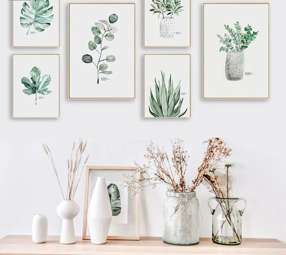 Watercolor Plants Leaf Canvas Poster Nordic Style Print Scandinavian Wall Art Painting Decoration Pictures Minimalist Home Decor