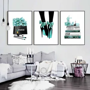 Watercolor Vogue High Heels Flower Salon Wall Art Canvas Painting Nordic Posters And Prints Wall Pictures Decor quadro cuadros