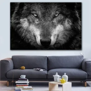 Wild Animal Poster Wall Art Wolf Picture Canvas Painting Black and White Wolf Photo Canvas Print and Poster Home Room Decor