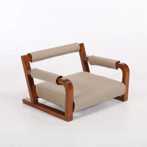 Wooden Armchair Floor Japanese Zaisu Chair Asia Japan Traditional Tatami Legless Living Room Wood Chair Seat Cushion Upholstery