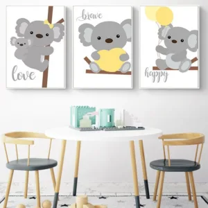 Woodland Animal Wall Art Canvas Painting Baby Koala Nursery Poster Print Nordic Kids Decoration Picture Children Bedroom Decor