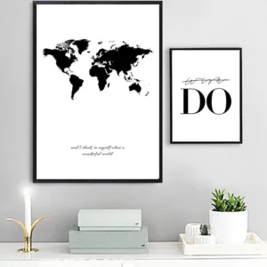 World Map Canvas Nordic Posters And Prints Wall Art Canvas Painting Black And White Print Poster Decorative Pictures Living Room