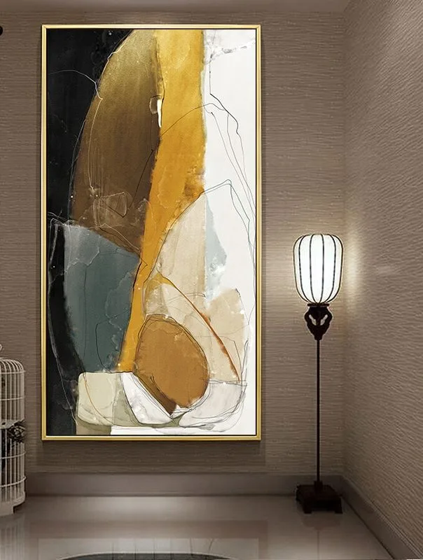 Yellow Geometric Abstract Canvas Poster Print Modern Wall Art Painting Artwork Minimalist Picture Living Room Corridor Decor