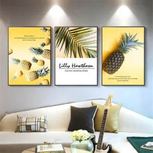 Yellow Pineapple Green Leaves Wall Art Canvas Painting Posters And Prints Nordic Poster Wall Pictures For Living Room Wall Decor