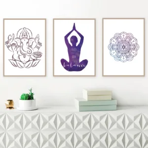Yoga Ganesh Chakra Meditation Prints Motivational Wall Art Canvas Poster Yoga Mandala Decoration Painting GYM Decor Yoga Gift