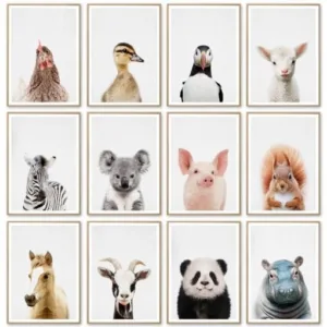 Zebra Duck Panda Pig Wall Art Canvas Painting Nordic Posters and Prints  Animal Wall Picture Kids Baby Room Scandinavian Decor