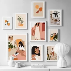 Vogue Girl plant Poster Wall Art Canvas Painting Nordic Posters And Prints Salon Wall Pictures For Living Room Home Unframed