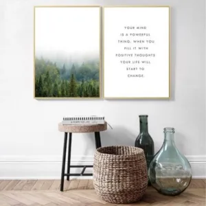 Scandinavian Motivational Quote Minimalism Art Canvas Poster Foggy Forest Landscape Wall Picture Print Modern Home Decoration