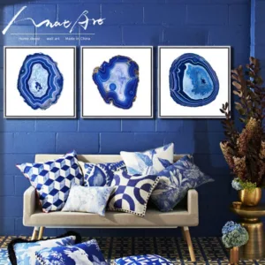 blue Gemstone Agate Printable Mineral nordic Poster abstract painting Print Decorative Home Wall art pop for living room