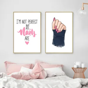 canvas painting fashion nails art picture girl beauty salon wall decor pink makeup nails quote wall art canvas painting HD2937