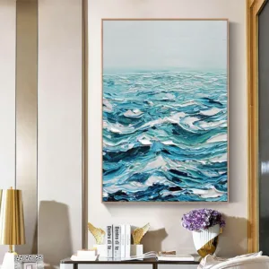 hand-painted oil painting wave modern minimalist style decorative painting duplex floor paintings porch corridor aisle mural