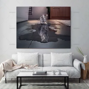 painting canvas  Wall Art Painting Decor 1 Panel Decorations Modern Canvas Prints Artwork Cat and Tiger Pictures Painting Canvas