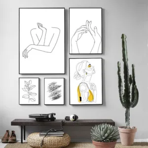 Nordic Minimalist Line Curve Sexy Girl Canvas Painting Art Abstract Print Poster Picture Wall Living Room Home Decoration