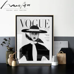 vogue Retro magazine cover black and white poster decoration modern wall art painting wall pictures for bedroom living room deco
