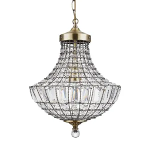 Knightsbridge K5 Crystal Antique Brass Chandelier - Not Included Bulb