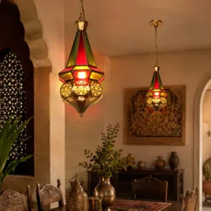 Full Copper Moroccan Colorful Glass Pendant Light Handmade Hanging Lamp Bedroom Restaurant Hallway Staircase Hotel Decor Lights