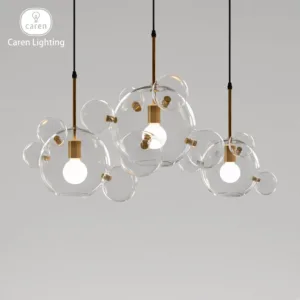 Italy Modern Floating Bubble Glass Pendant Light Brass Accents Creative Hand-Blown Sphere Chandelier Nordic Style Lamp Dining