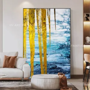 100% Handmade Abstract gold foil luxury landscape ocean seaside artwork new design Oil Painting Wall Pictures Canvas Art