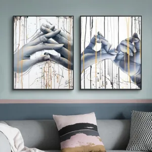 2pcs/set Abstract Lovers Hands Posters and Prints on Canvas Painting Nordic Modern Wall Art Pictures for Living Room Home Decor
