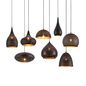 Vintage Pendant Lamp Industrial Wind Black/Iron Loft Nordic Porous Retro E27 Lampshade Bar Cafe Restaurant Lamp Hanging Lights