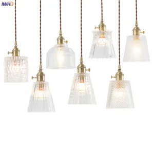IWHD Nordic Japan Style Glass Pendant Lights Bar Cafe Living Room Light Edison Industrial Vintage Lamp Hanglamp Luminaire LED