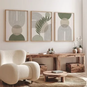 Sage Green Botanical Abstract Boho Geometry Wall Art Canvas Painting Nordic Posters And Prints Wall Pictures Living Room Decor