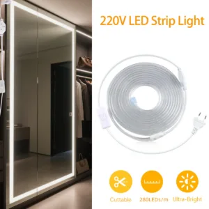 LED Dressing Mirror Backlight Lamp With 220V Swtich EU Plug 280LEDs/m 1-20m High Brightness Light Strip for Livingroom Wardrobe