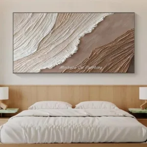 Ocean Waves Abstract Textured Thick Oil Painting Hand Painted Heavy Texture Canvas Art Wabi Sabi Wall Paintings Earth Tone Waves