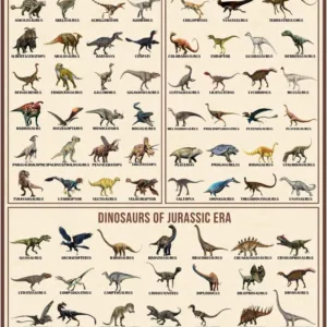 Types of Dinosaur Poster Triassic Jurassic And Cretaceous Unframed Wall Art Dinosaur Themed Decor for Kids Bedroom Or Classroom